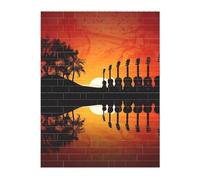 KLLTYHMU Personalized Building Block Puzzle Guitar Music Sunset Building Bricks for Adults Square Shaped Block Puzzle Building for Home Decor Brick Puzzle