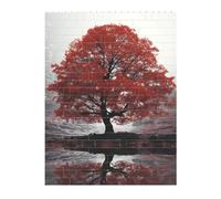 KLLTYHMU Personalized Building Block Puzzle Red Tree Building Bricks for Adults Square Shaped Block Puzzle Building for Home Decor Brick Puzzle