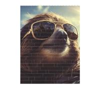 KLLTYHMU Personalized Building Block Puzzle Sloth with Sunglasses Building Bricks for Adults Square Shaped Block Puzzle Building for Home Decor Brick Puzzle