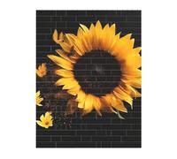 KLLTYHMU Personalized Building Block Puzzle Sunflower On Black Background Building Bricks for Adults Square Shaped Block Puzzle Building for Home Decor Brick Puzzle