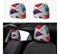 KLLTYHMU Polygonal Playing Cards Car Head Rest Covers 2 PCS Elastic Breathable Car Seat Headrest Protector Vehicle Interior Accessories Protector Universal Fit Most Cars Sedan SUV