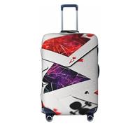 KLLTYHMU Polygonal Playing Cards Luggage Suitcase Covers Elastic Washable Travel Luggage Protector Anti Scratch Travel Suitcase Protective Cover For Kid And Adult, Fits 18-32 Inch Luggage, Black, M