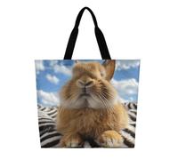 KLLTYHMU Rabbit Closes His Eyes Tote Bag Large Women Casual Shoulder Bag Reusable Grocery Bag Fasion Handbag for Office Shopping Travel