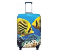 KLLTYHMU Royal Angel Fishes Luggage Suitcase Covers Elastic Washable Travel Luggage Protector Anti Scratch Travel Suitcase Protective Cover For Kid And Adult, Fits 18-32 Inch Luggage, Black, Small