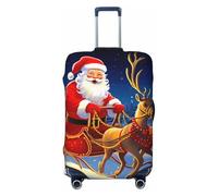 KLLTYHMU Santa On Sleigh Luggage Suitcase Covers Elastic Washable Travel Luggage Protector Anti Scratch Travel Suitcase Protective Cover For Kid And Adult, Fits 18-32 Inch Luggage, Black, L