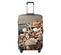 KLLTYHMU Seashells On Wooden Board Luggage Suitcase Covers Elastic Washable Travel Luggage Protector Anti Scratch Travel Suitcase Protective Cover For Kid And Adult, Fits 18-32 Inch Luggage, Black, M