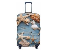KLLTYHMU Shell Starfish Pattern Luggage Suitcase Covers Elastic Washable Travel Luggage Protector Anti Scratch Travel Suitcase Protective Cover For Kid And Adult, Fits 18-32 Inch Luggage, Black, Small