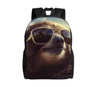 KLLTYHMU Sloth With Sunglasses Travel Laptop Backpack Waterproof Lightweight Cute Backpack For Women Men Casual Daypack