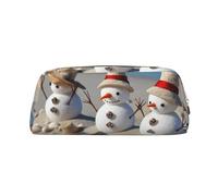 KLLTYHMU Snowman Seashells Sandy Beach Leather Pencil Case Cute Zipper Pencil Pouch Pen Bag Multifunctional Travel Makeup Cosmetic Bag Key Pouch For Women Men Work Office