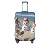 KLLTYHMU Snowman Seashells Sandy Beach Luggage Suitcase Covers Elastic Washable Travel Luggage Protector Anti Scratch Travel Suitcase Protective Cover For Kid And Adult, Fits 18-32 Inch Luggage, Black