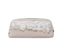 KLLTYHMU Starfish Shell And Beach Leather Pencil Case Cute Zipper Pencil Pouch Pen Bag Multifunctional Travel Makeup Cosmetic Bag Key Pouch For Women Men Work Office, Silver, One Size