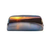 KLLTYHMU Sunrise Over Hanauma Bay Oahu Hawaii Leather Pencil Case Cute Zipper Pencil Pouch Pen Bag Multifunctional Travel Makeup Cosmetic Bag Key Pouch For Women Men Work Office, Gold, One Size