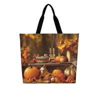 KLLTYHMU Thanksgiving Golden Fall Tote Bag Large Women Casual Shoulder Bag Reusable Grocery Bag Fasion Handbag for Office Shopping Travel