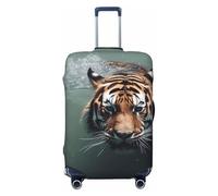 KLLTYHMU Tiger Swimming Luggage Suitcase Covers Elastic Washable Travel Luggage Protector Anti Scratch Travel Suitcase Protective Cover For Kid And Adult, Fits 18-32 Inch Luggage, Black, X-Large