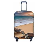 KLLTYHMU Turtles On The Beach Luggage Suitcase Covers Elastic Washable Travel Luggage Protector Anti Scratch Travel Suitcase Protective Cover For Kid And Adult, Fits 18-32 Inch Luggage, Black, Small