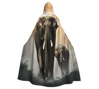 KLLTYHMU Unisex Adult Hooded Cloak Elephant In The Fog Halloween Party Cape Full Length Robe Medieval Cloak For Witch Vampire Cosplay Costume