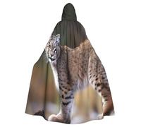 KLLTYHMU Unisex Adult Hooded Cloak Wild Bobcat Halloween Party Cape Full Length Robe Medieval Cloak For Witch Vampire Cosplay Costume