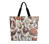 KLLTYHMU Various Shell Images Tote Bag Large Women Casual Shoulder Bag Reusable Grocery Bag Fasion Handbag for Office Shopping Travel