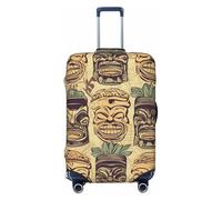 KLLTYHMU Vintage Aloha Tiki Pattern Luggage Suitcase Covers Elastic Washable Travel Luggage Protector Anti Scratch Travel Suitcase Protective Cover For Kid And Adult, Fits 18-32 Inch Luggage, Black