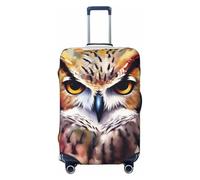 KLLTYHMU Watercolor Cool Owl Head Luggage Suitcase Covers Elastic Washable Travel Luggage Protector Anti Scratch Travel Suitcase Protective Cover For Kid And Adult, Fits 18-32 Inch Luggage, Black, S
