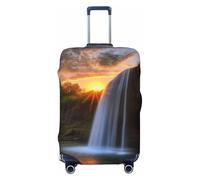 KLLTYHMU Waterfall At Sunset Luggage Suitcase Covers Elastic Washable Travel Luggage Protector Anti Scratch Travel Suitcase Protective Cover For Kid And Adult, Fits 18-32 Inch Luggage, Black, XL