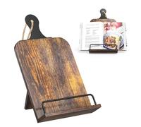 KLM Kitchen Cookbook Stand - Recipe Book Holder for Cooking, Organizing and Storage - Perfect Home Shelf Decor and Wedding Gift for Men and Women (Brown)