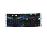 KLMELLMDE 196 X 68 Cm Space Planets Scarf Shawl, Fringed Shawl, Printed Fashion Long Shawl, Winter Warm Scarf