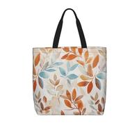 KLMELLMDE Autumn Harvest Orange Blue Watercolor Leaf Tote Bag, Reusable Canvas Shoulder Bag For Shopping, Work, Travel And Holidays Or School