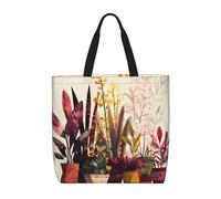 KLMELLMDE Beautiful Plants Tote Bag, Reusable Canvas Shoulder Bag For Shopping, Work, Travel And Holidays Or School
