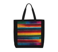 KLMELLMDE Colorful Mexican Stripes Tote Bag, Reusable Canvas Shoulder Bag For Shopping, Work, Travel And Holidays Or School
