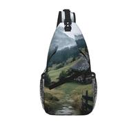 KLMELLMDE Cross Chest Charming Mountain Cottages In The Austrian Alps1 Bag Diagonally, Crossbody Backpack, Shoulder Chest Bag, Men'S And Women'S Backpack, Hiking Bag