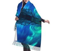 KLMELLMDE Faux Cashmere Fringed Shawl,Warm Fringed Northern Lights Scarf,Halloween,Christmas Scarf,Birthday Gift,Men Women Scarf