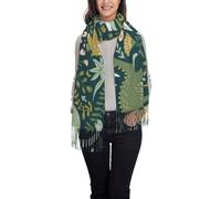 KLMELLMDE Faux Cashmere Long Velvet Tassel Cute Dinosaur Scarf, Lightweight Tassel Long Scarf Shawl, Elegant Ladies Scarf, Fashion Simple Scarf.