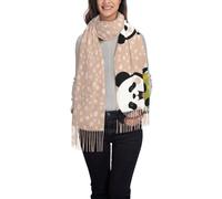 KLMELLMDE Faux Cashmere Long Velvet Tassel Cute Panda Scarf, Lightweight Tassel Long Scarf Shawl, Elegant Ladies Scarf, Fashion Simple Scarf.