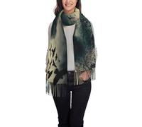 KLMELLMDE Faux Cashmere Long Velvet Tassel Night Crow Scarf, Lightweight Tassel Long Scarf Shawl, Elegant Ladies Scarf, Fashion Simple Scarf.