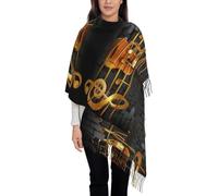 KLMELLMDE Faux Cashmere Tassel Note Guitar Scarf, Men'S And Women'S Scarves, Printed Shawls, Head Wraps, Christmas Scarves