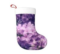 KLMELLMDE Flannel Patchwork Christmas Blooming Purple Flowers Stocking, Christmas Tree Decoration Stocking.
