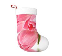 KLMELLMDE Flannel Patchwork Christmas Pretty Pink Floral Stocking, Christmas Tree Decoration Stocking.