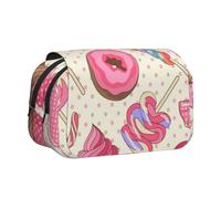 KLMELLMDE Flip Up Double-Layer Colorful Sweet Lollipop Cupcake Donut Pencil Case, Pencil Case, Suit for Office, School, Men's and Women's Use.