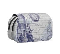 KLMELLMDE Flip Up Double-Layer Sail Boat Compass Pencil Case, Pencil Case, Suit for Office, School, Men's and Women's Use.