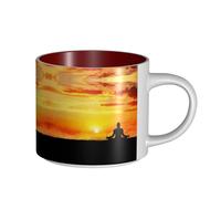 KLMELLMDE Large-Capacity Ceramic Yoga Meditation Mug, Tea Cup, Coffee Cup, Hot Chocolate Cup. 450 Millilitres.