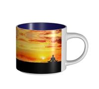 KLMELLMDE Large-Capacity Ceramic Yoga Meditation Mug, Tea Cup, Coffee Cup, Hot Chocolate Cup. 450 Millilitres.