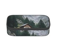 KLMELLMDE Large Capacity Charming Mountain Cottages in The Austrian Alps Pencil Case, Organising Pencil Pouch, School Pencil Pouch, Office Stationery Organiser, Cosmetic Bag.