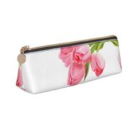 KLMELLMDE Leather Pretty Pink Floral Pencil Cases for Men, Women, Girls and Boys, Stationery and Art Utensils, Make-Up Bags.
