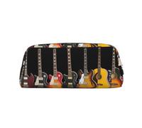 KLMELLMDE Leather Zip Electric Guitar Pen Case, Large Capacity Pen Case, School and Office Supplies Stationery Bag, Cosmetic Bag, Coin Purse