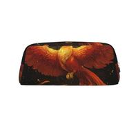 KLMELLMDE Leather Zip Fantasy Phoenix Pen Case, Large Capacity Pen Case, School and Office Supplies Stationery Bag, Cosmetic Bag, Coin Purse