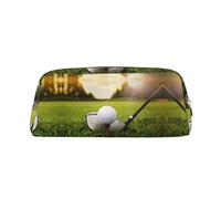 KLMELLMDE Leather Zip Golf Ball Pen Case, Large Capacity Pen Case, School and Office Supplies Stationery Bag, Cosmetic Bag, Coin Purse