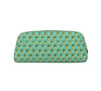 KLMELLMDE Leather Zip Tropical Fruit Pineapple Pen Case, Large Capacity Pen Case, School and Office Supplies Stationery Bag, Cosmetic Bag, Coin Purse