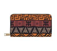 KLMELLMDE Men's Women's African Mud Cloth Tribal Wallet, Printed Card Case, Multi-Compartment (with Coin Compartment, Credit Card Slots, Note Compartment.