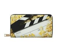 KLMELLMDE Men's Women's Cinema Clapboard and Popcorn Wallet, Printed Card Case, Multi-Compartment (with Coin Compartment, Credit Card Slots, Note Compartment.